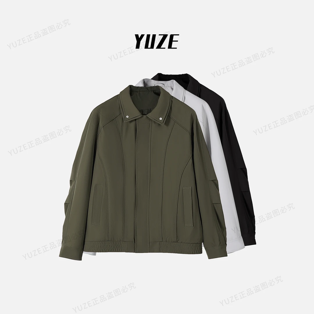 【YUZE】夹克男款2025春季新款户外通勤简约休闲风翻领外套HJ2508