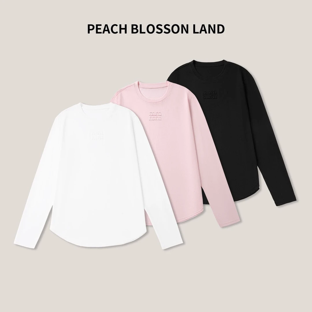 字母贴布长袖T恤个性休闲女简约圆领打底衫SS26028