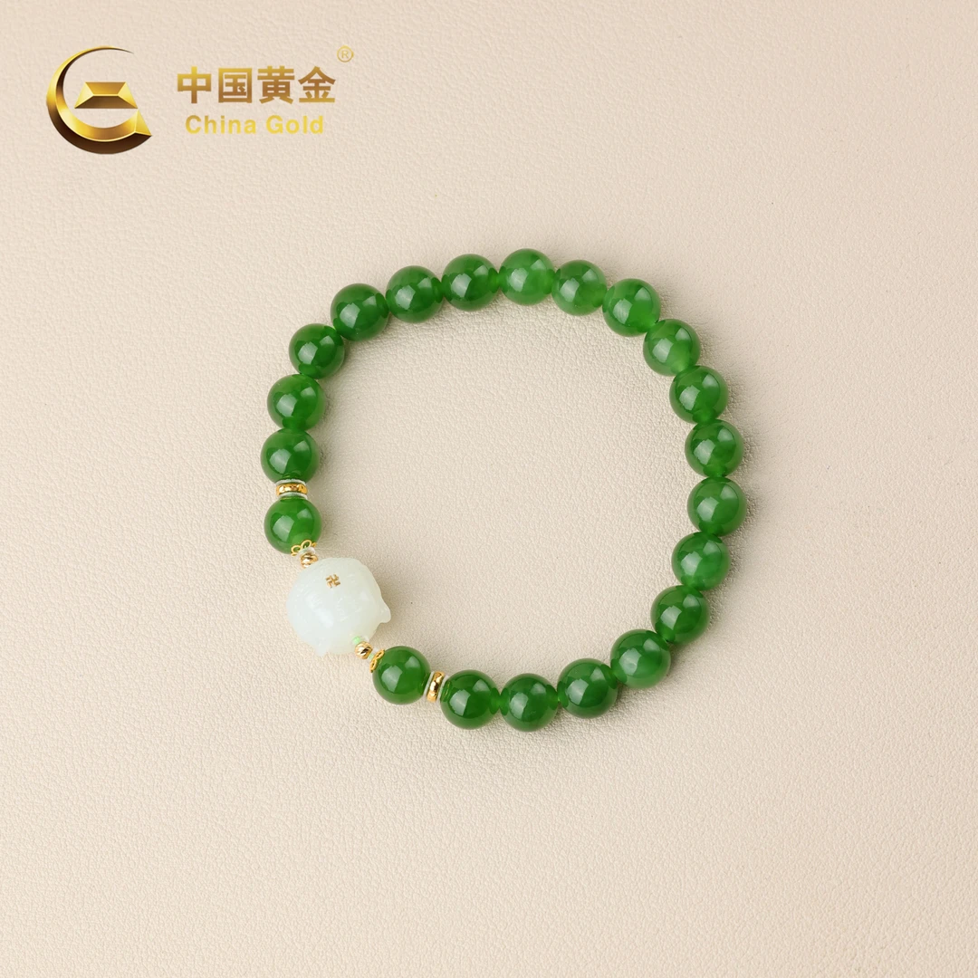 【中国黄金】辰祥 | 和田玉*手串*18k金镶嵌-S4409-格