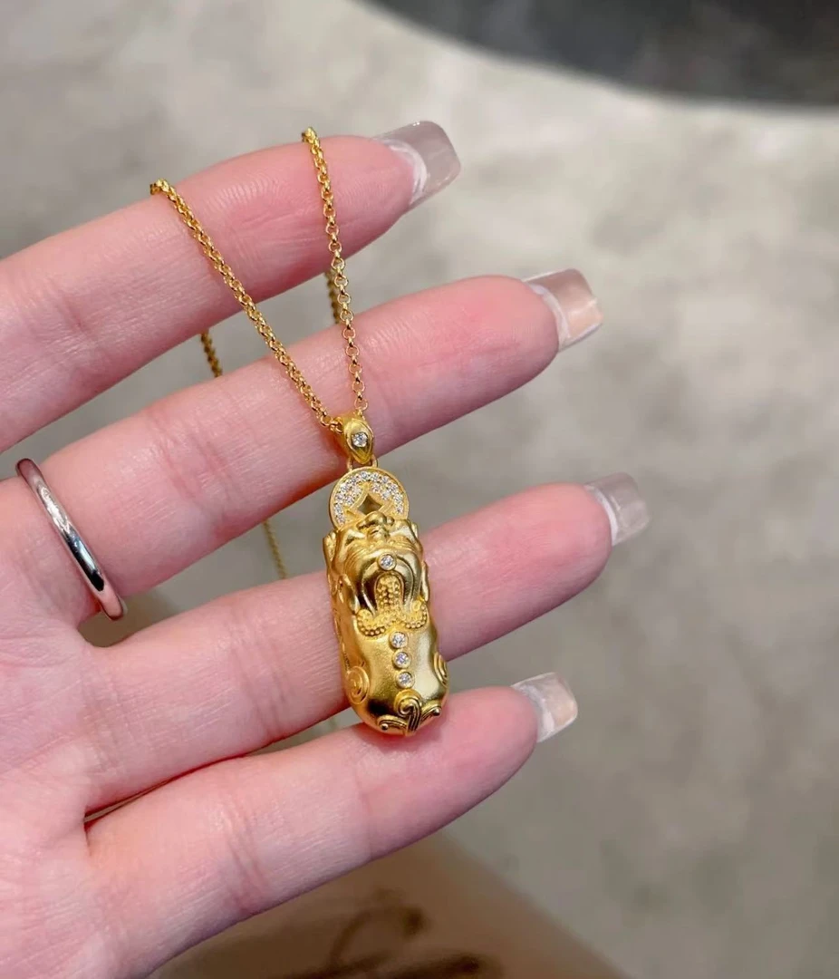 【钰辰珠宝】足金999 古法镶嵌钱币貔貅吊坠（不含链）招财进宝财运