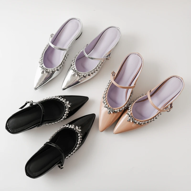 跟高5cm/34-39/水钻半拖包头内增高包头拖韩版坡跟时尚单鞋