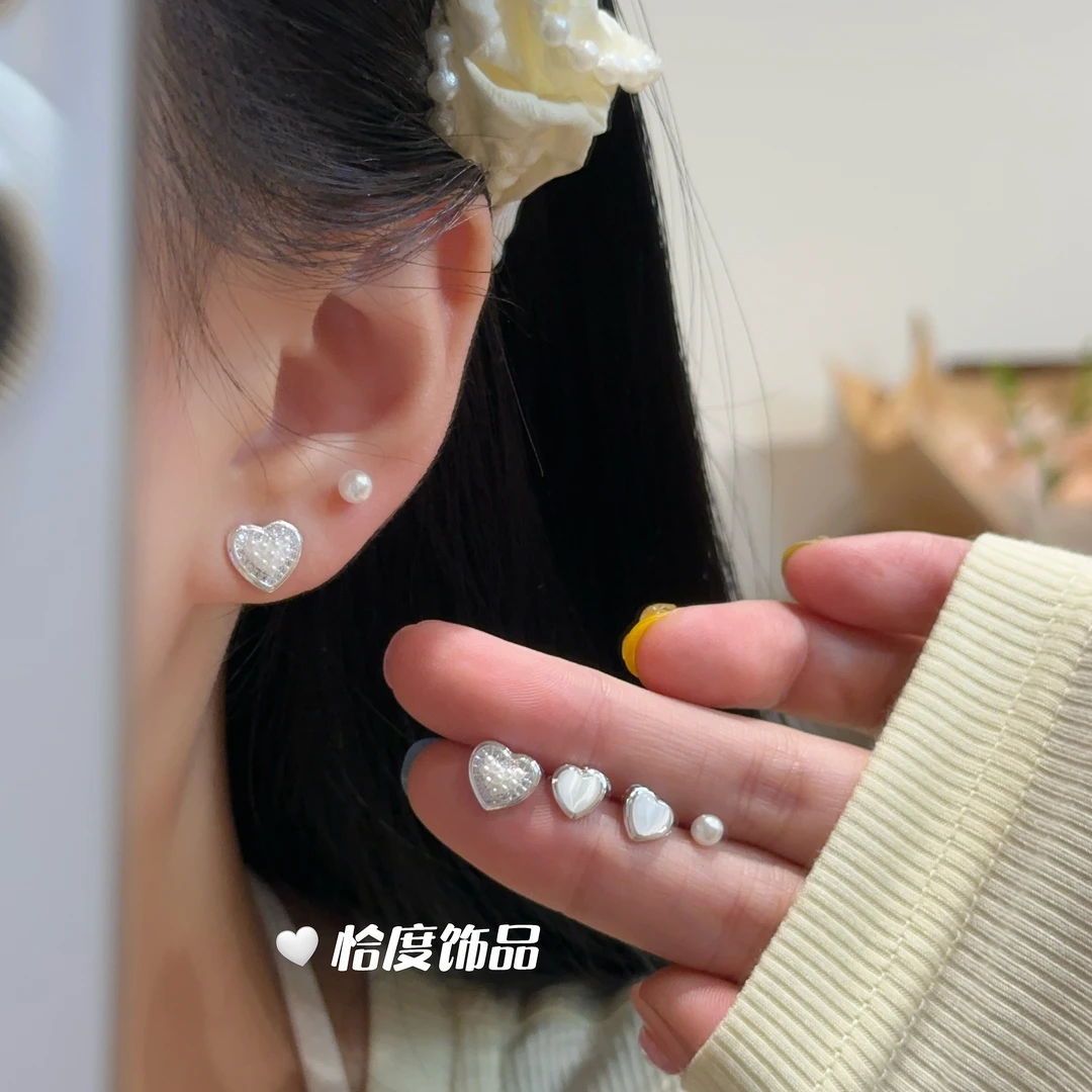 【恰度】精致猫猫石爱心珠珠耳钉