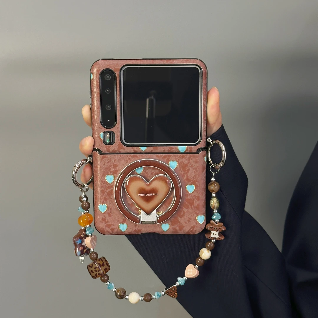 适用华为PuraX典藏版手机壳折叠屏磁吸棕色蓝爱心个性全包保护套