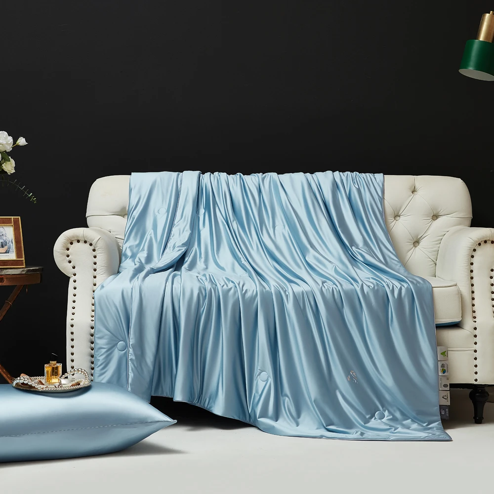 水光美肤A类蚕丝夏凉被夏季空调被薄款轻奢纯色简约凉感双面夏被