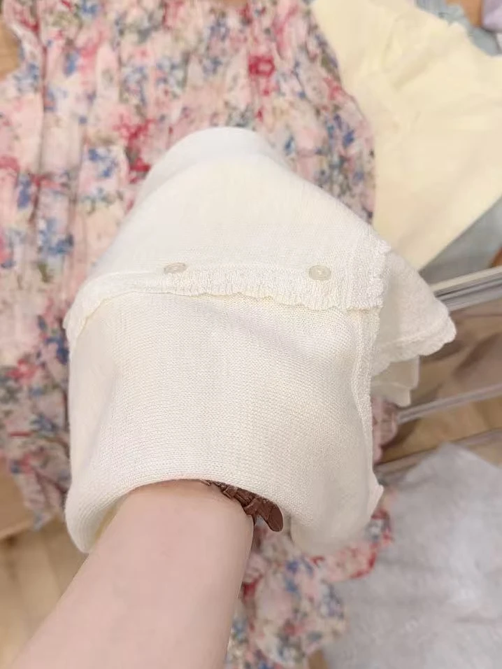 七言家巨好看！夏日ins穿搭云朵白清凉感花边开衫8@