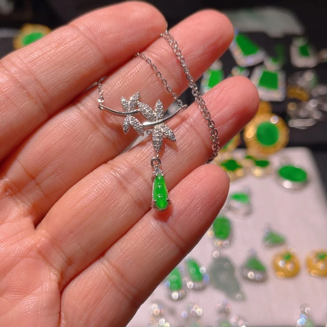 翡翠颈饰银S925镶嵌开**站精品