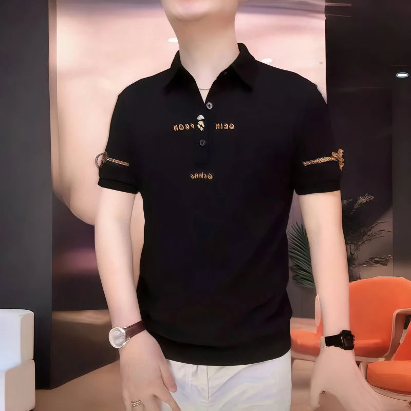 男装2025夏男士纽扣帅气时尚夏季半袖修身男士男男士潮流polo衫