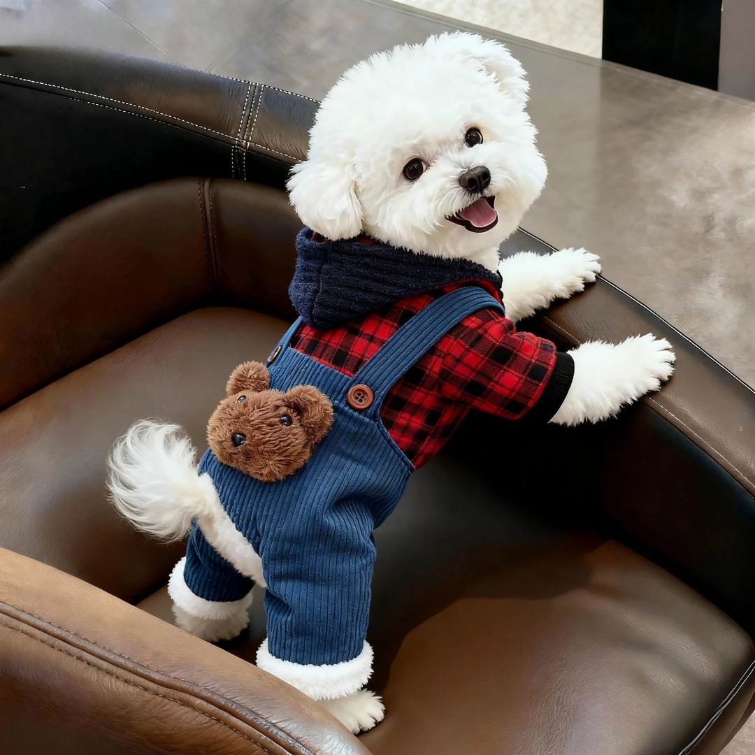 狗狗衣服秋冬款小型犬比熊泰迪博美宠物冬季保暖棉衣加厚款四脚衣