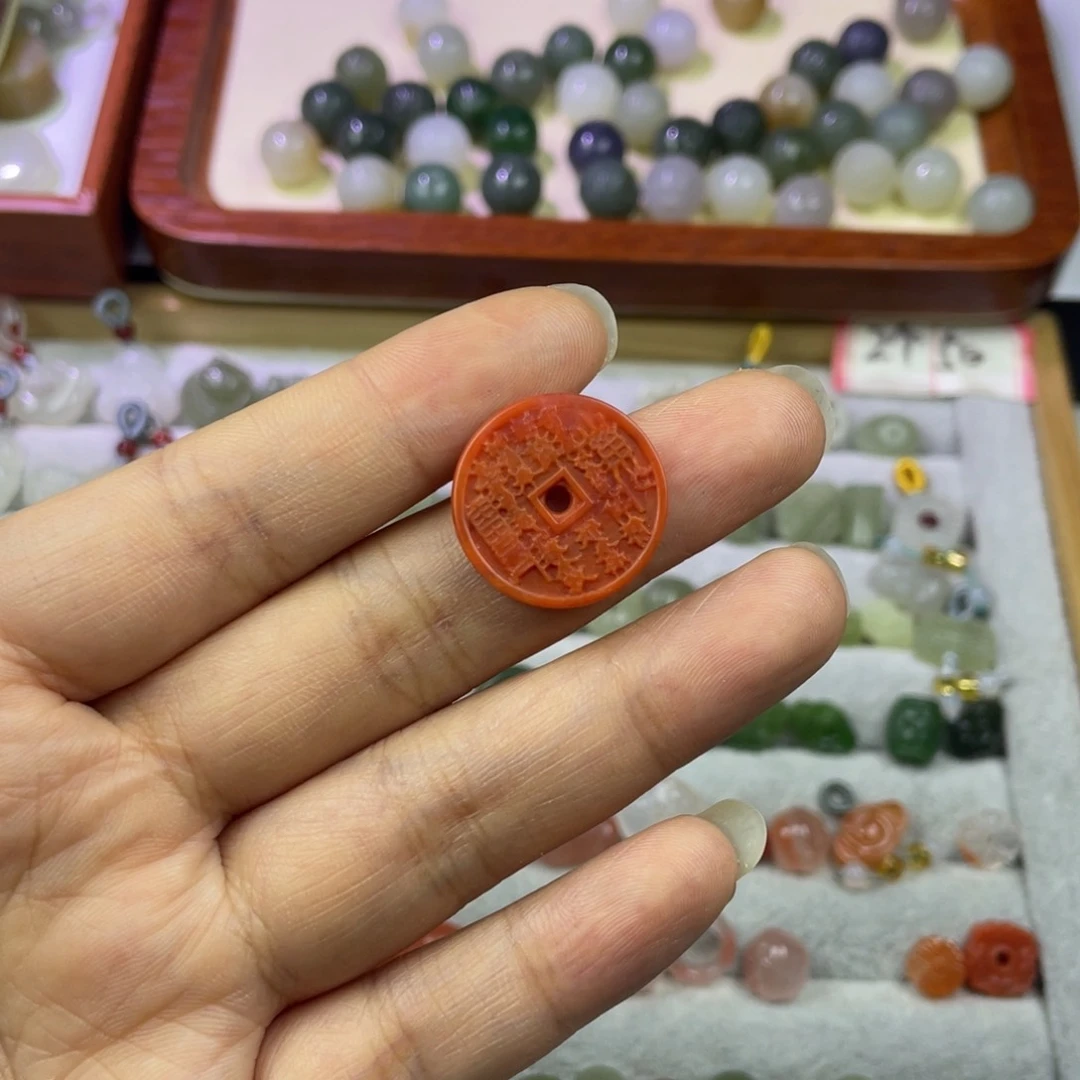 南红玛瑙山鬼花钱未镶嵌