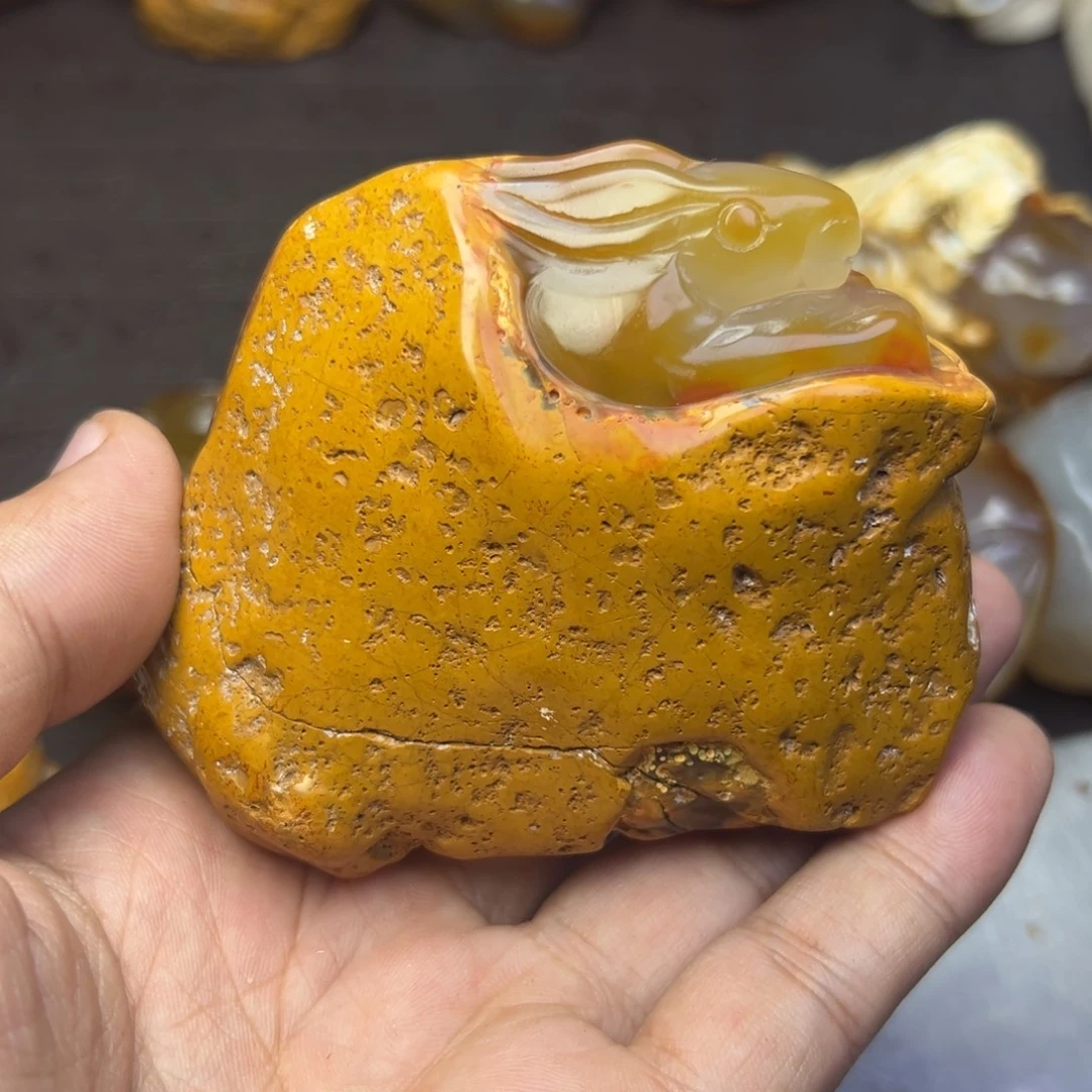 山***哥玛瑙/玉髓未镶嵌时尚潮流手把件吊坠