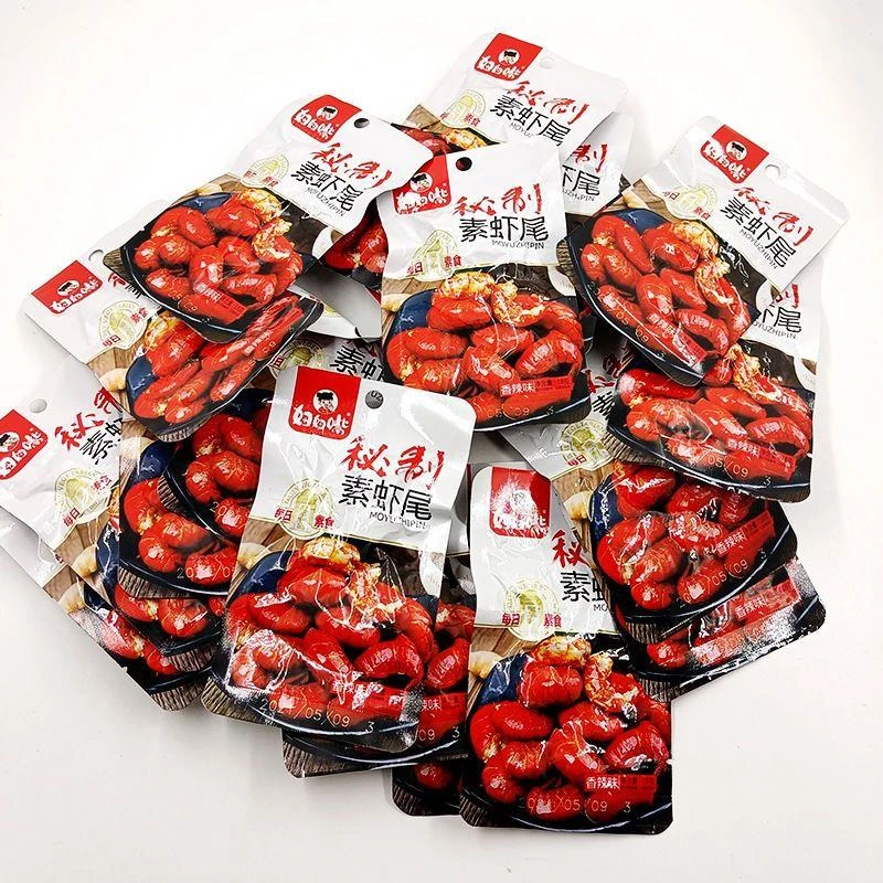 妞妞嘴秘制麻辣素虾尾零食香辣鲜虾味魔芋爽小龙虾休闲零食即食