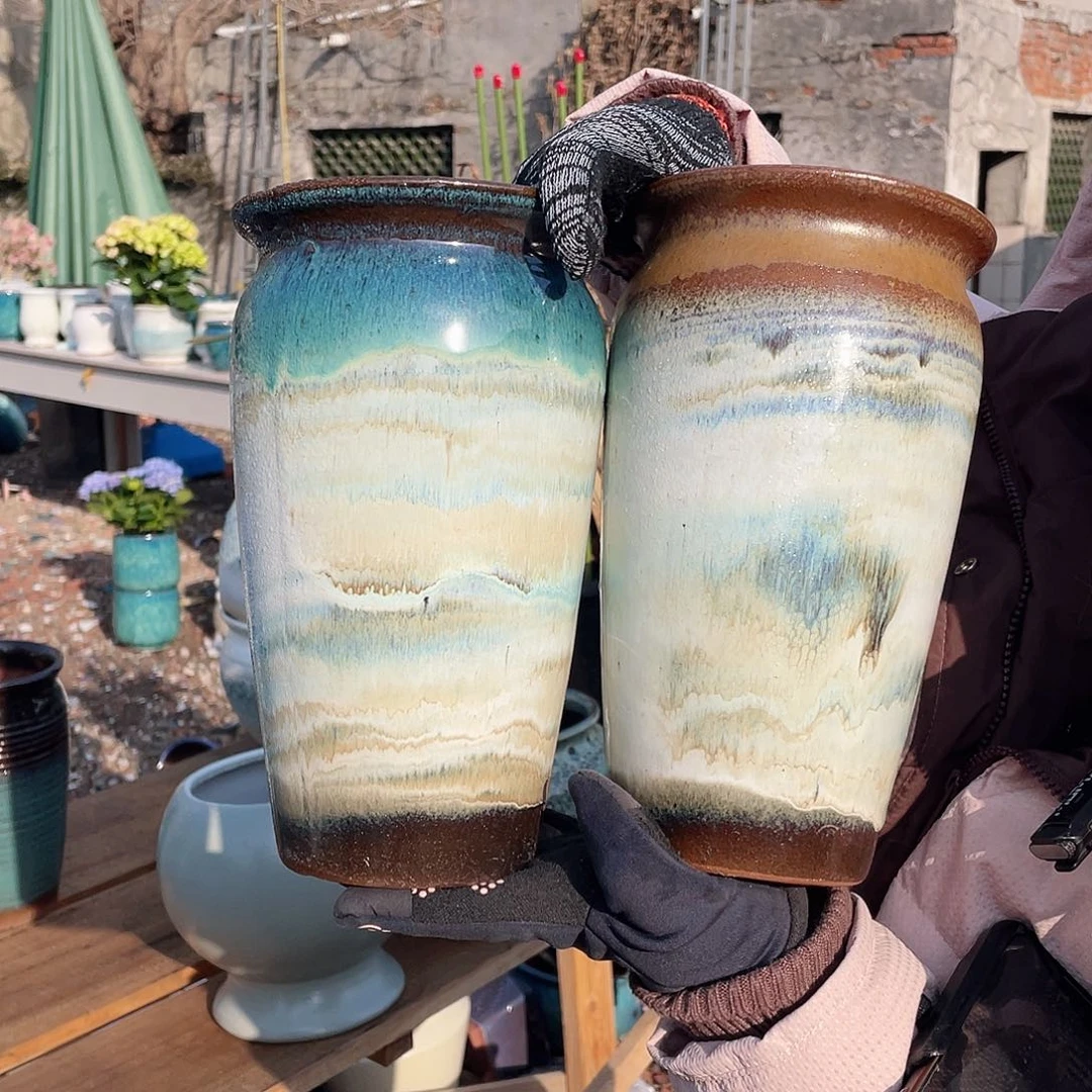 红陶王嫂花盆0216-袁签筒