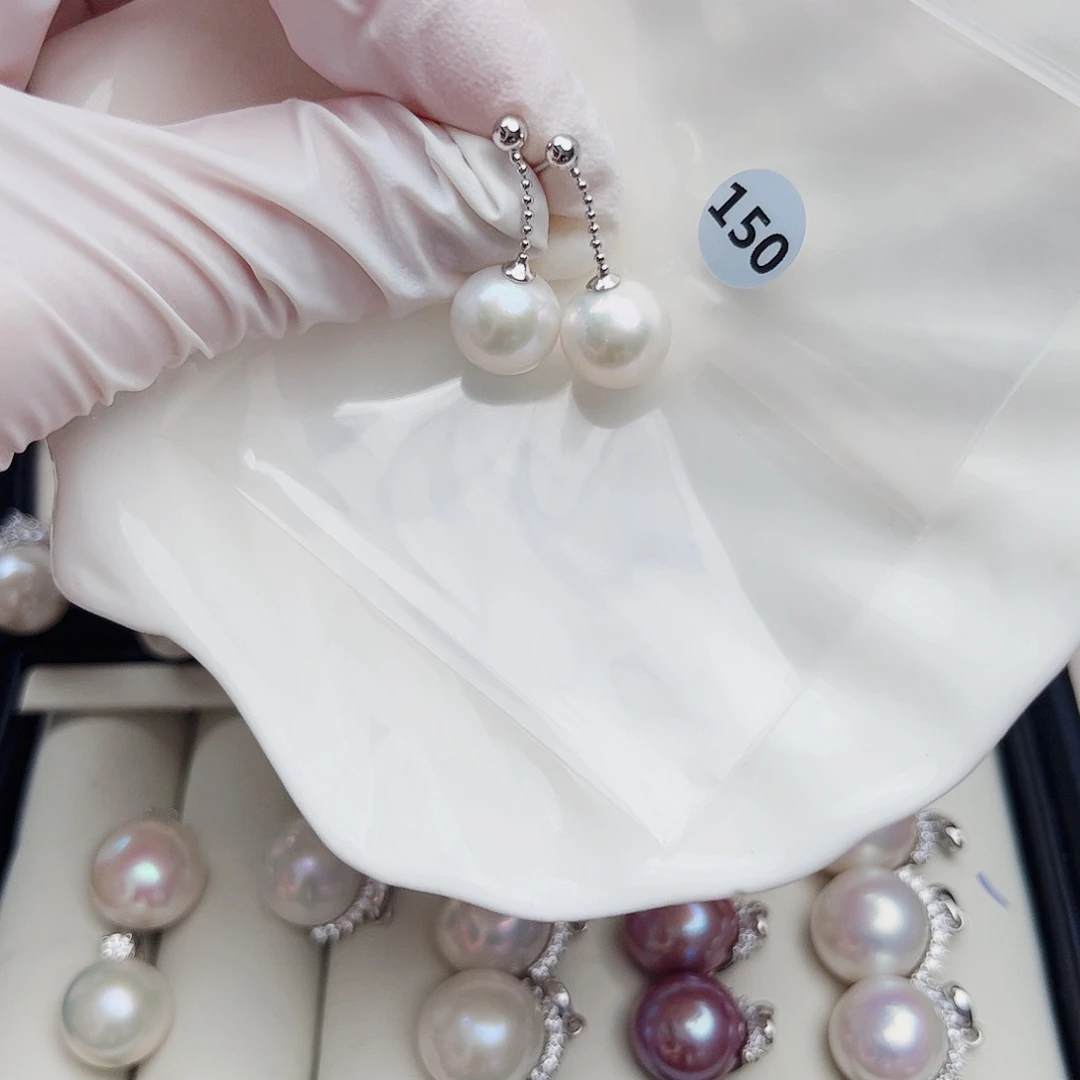 银S925镶嵌淡水珍珠耳饰