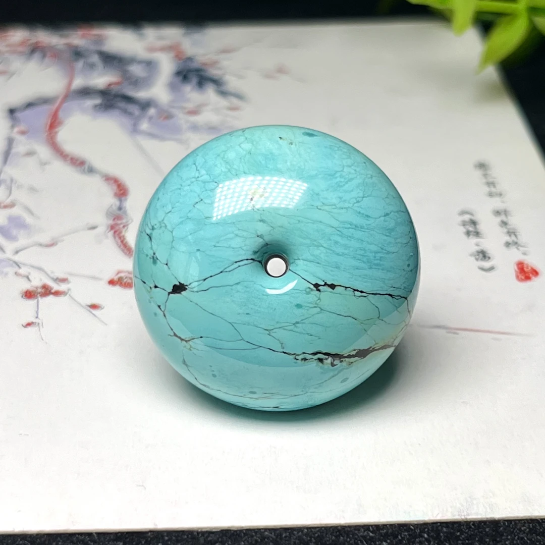 原矿高瓷无优化绿松石面包圈 直径30厚18mm重26.3克厚平安扣墩子