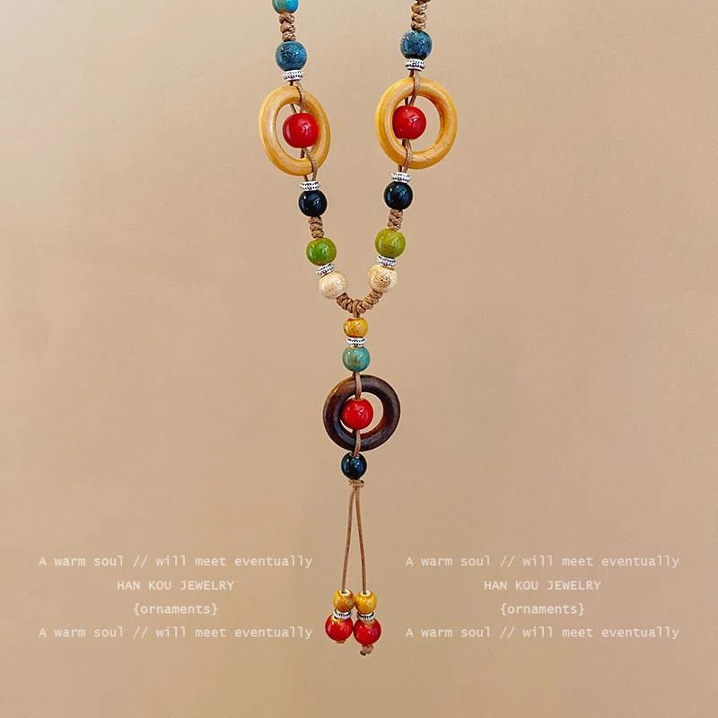 铁合金大理石项链 复古波西米亚风陶瓷项链女新中式异域民族风禅