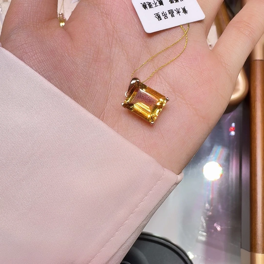 ****女烟晶戒指银S925镶嵌水晶