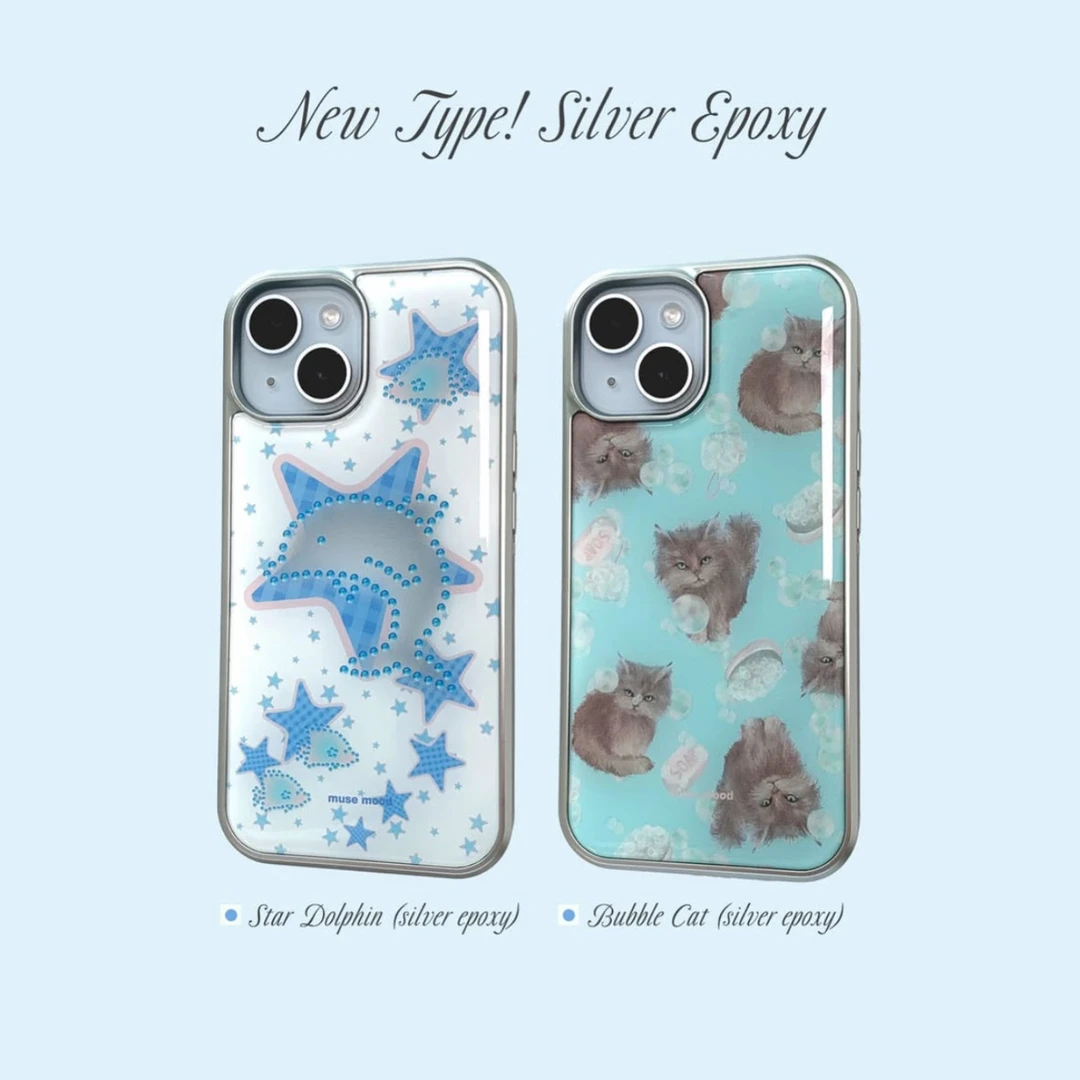 新款韩系海豚猫咪适用苹果16小米15荣耀14华为vivo滴胶手机壳12