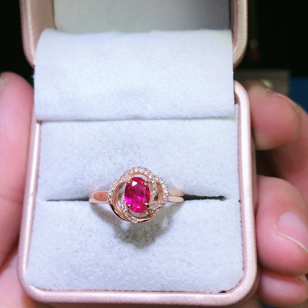 红宝石戒指银S925镶嵌