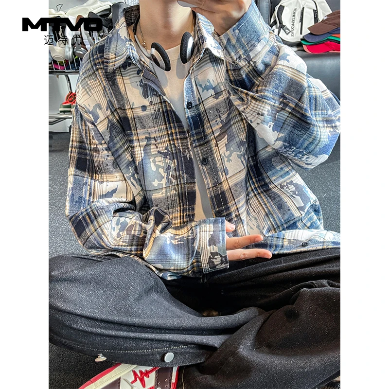 格子长袖衬衫2025夏季穿搭休闲长袖百搭衬衣上衣宽松慵懒衬衫防晒