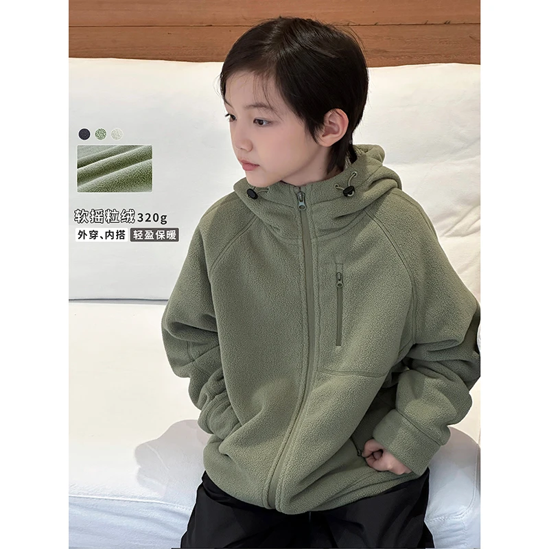 12.5 新品 【现货】略略童品儿童秋冬摇粒绒连帽外套254WT6827