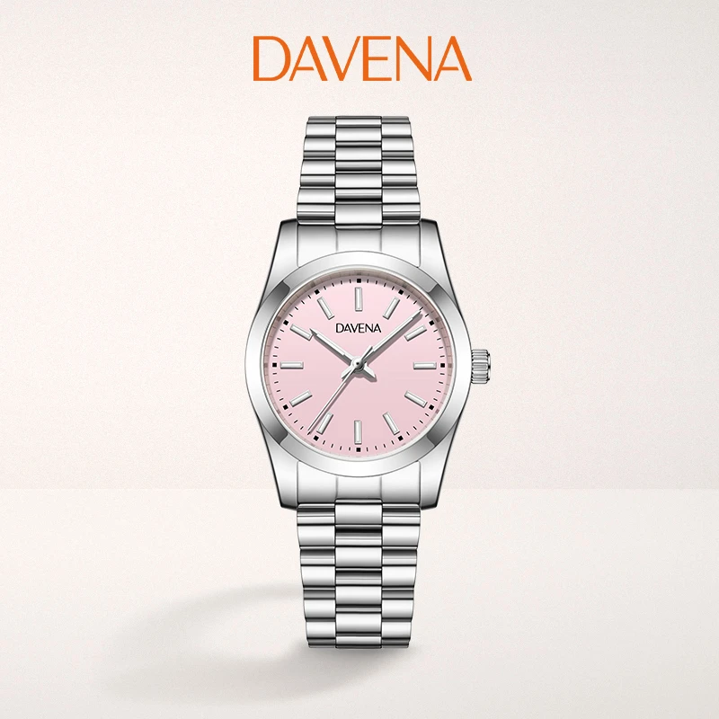【官方直营】DAVENA蒂玮娜简约款小粉盘石英女表