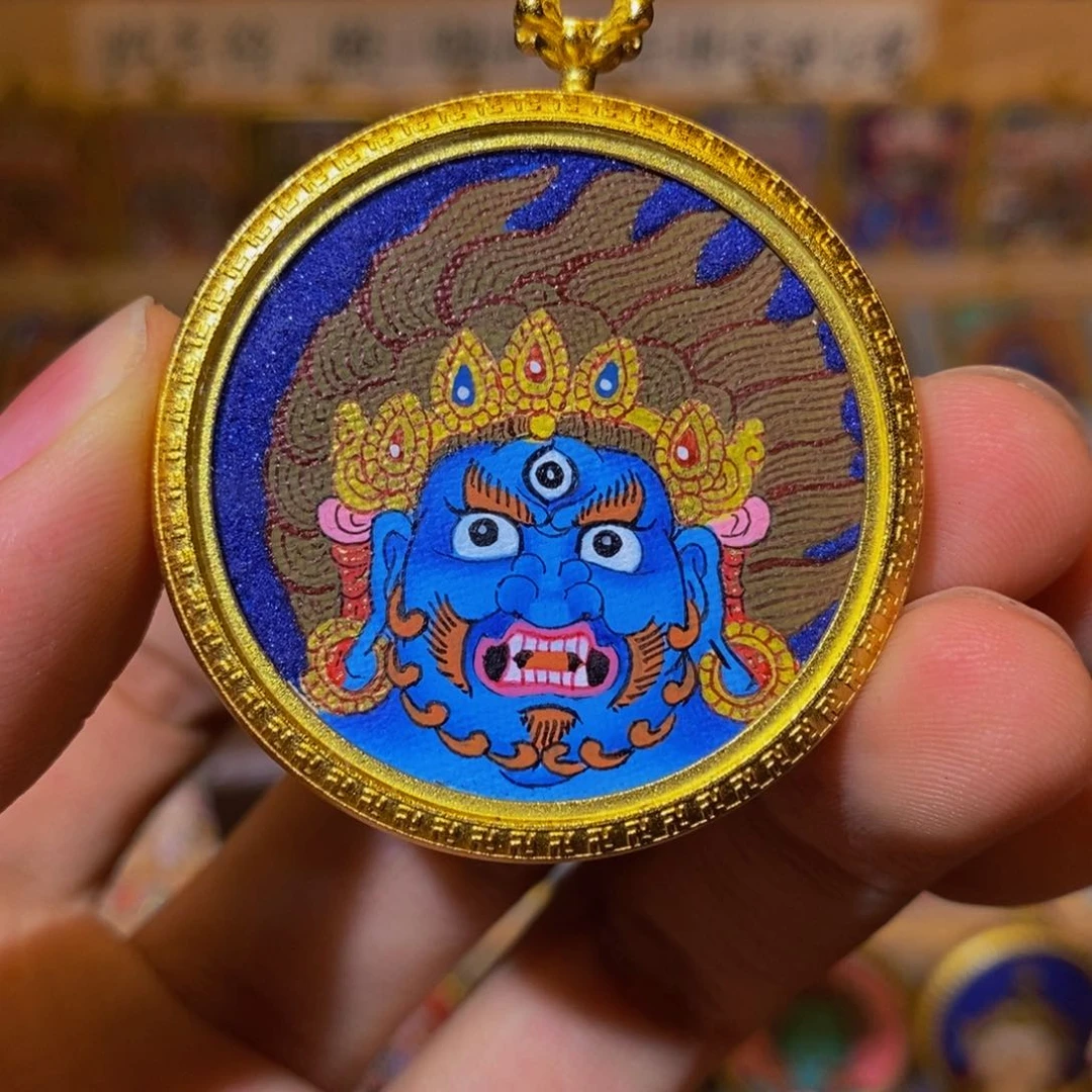 吊坠晴*黑财神纯手绘唐卡