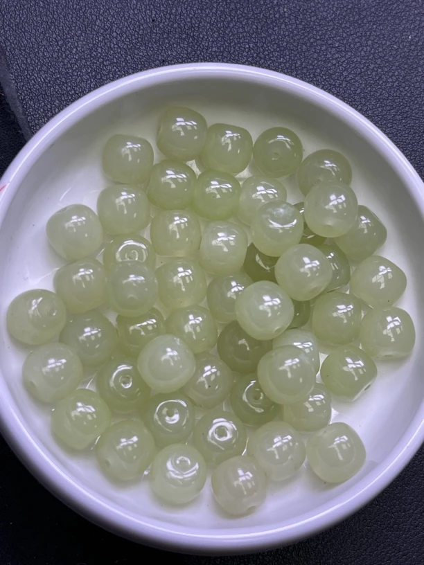 天然珠宝玉石 和田玉晴水老型珠Y1037 10*9 10颗（赠弹力绳）