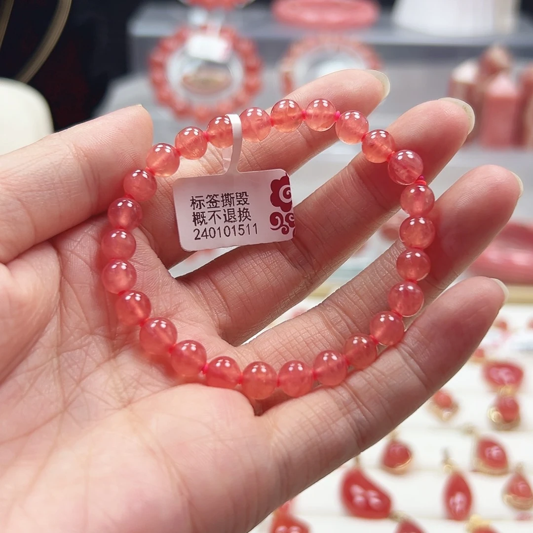 菱锰矿（红纹石）未镶嵌手串