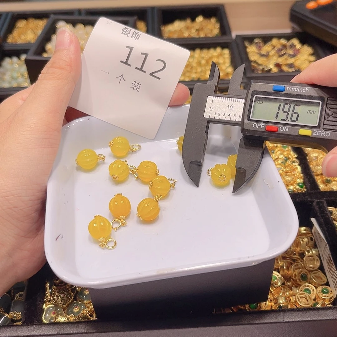 水晶珠宝半成品银S925镀金镶嵌112 。