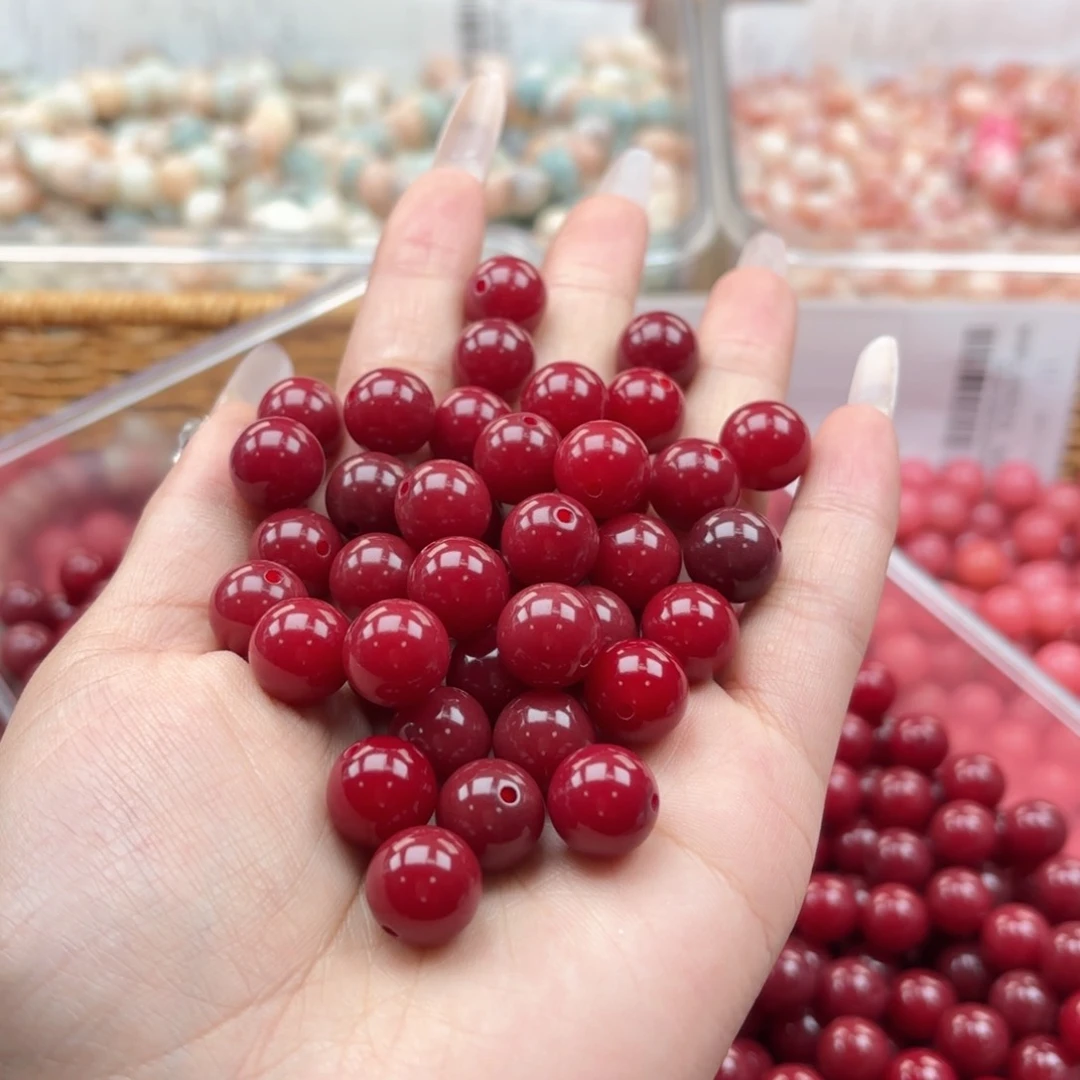 白玉菩提吊坠q12mm110颗。朱砂供圆