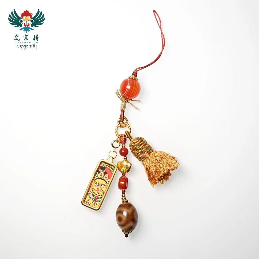 岚宫措｜西藏黄财神唐卡挂件 L419