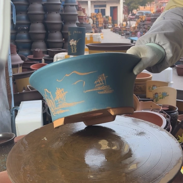 紫砂宜兴紫砂花盆33蓝票口