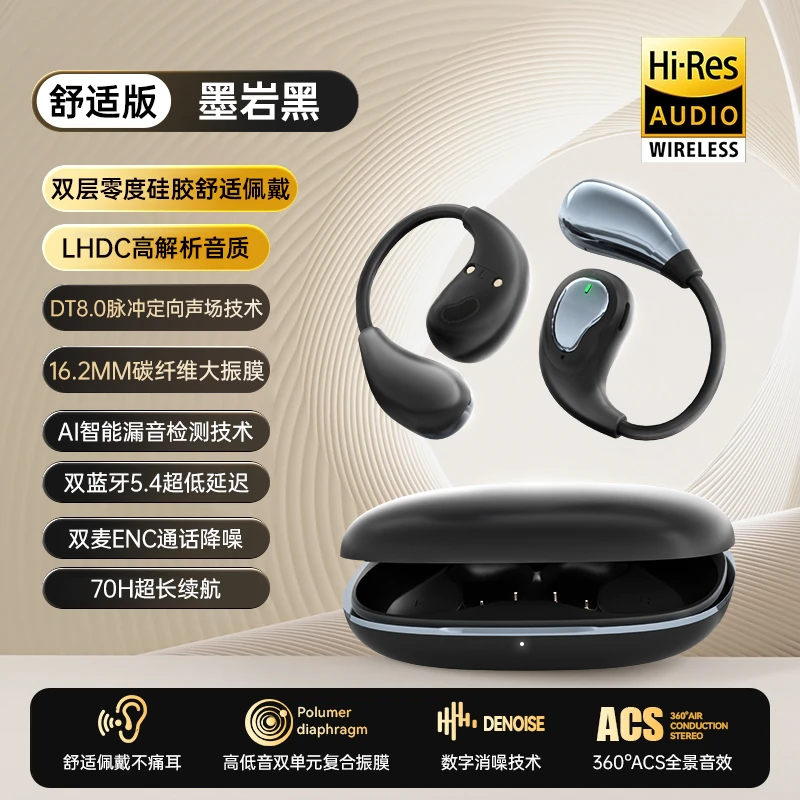 狂甩不掉~IPX5级防水高清音质开放式超长续航挂耳式运动蓝牙耳机