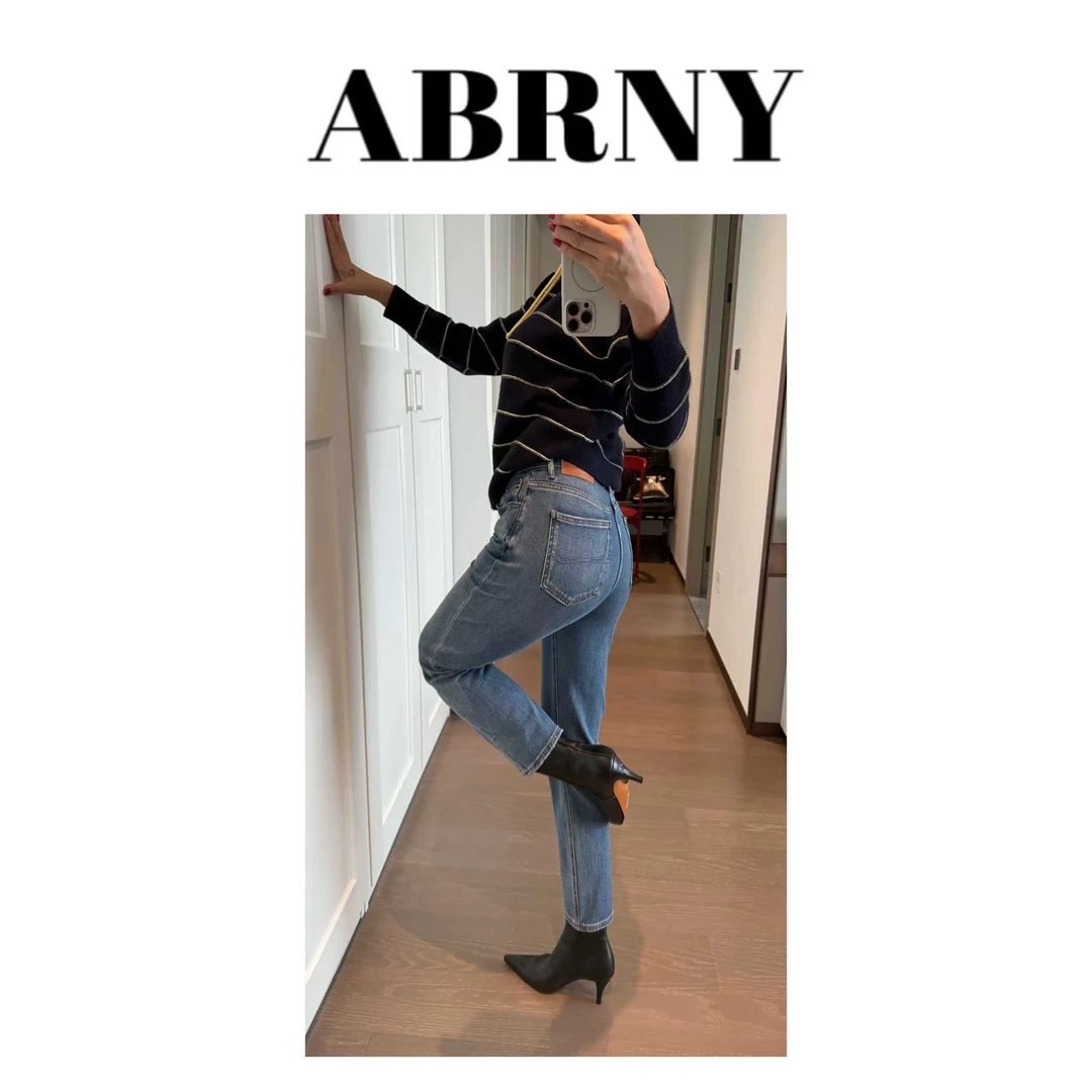 许小黑【经典再现】裤王蓝色中高腰显瘦四面弹水洗烟管牛仔裤60120