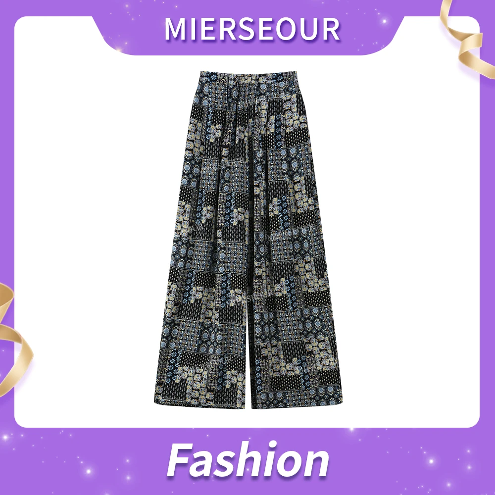 【蓝绿鹊】海岛度假风印花直筒休闲裤3001