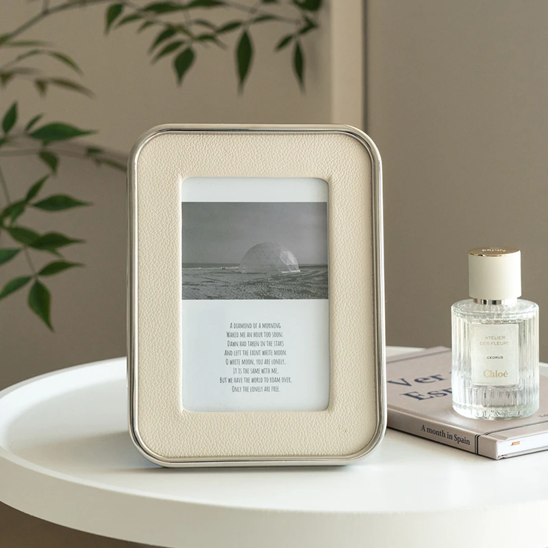 意式轻奢6寸相框摆台高级不锈钢相框摆件现代简约婚纱照相框摆件