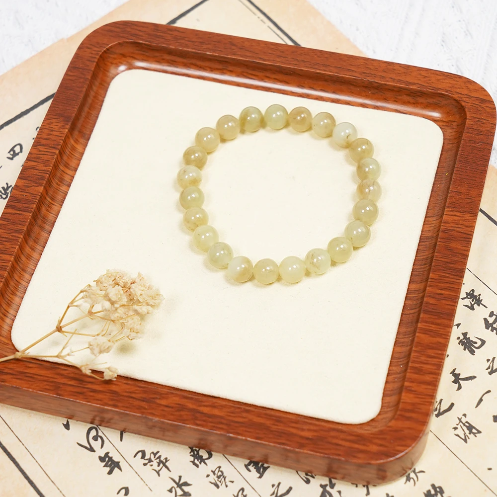 天然和田玉且末糖糖白单圈素串百搭简约手串PT-S217
