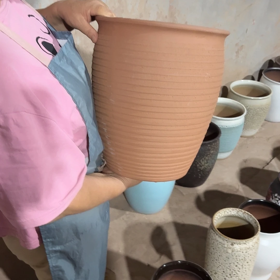 紫砂花盆口28高33