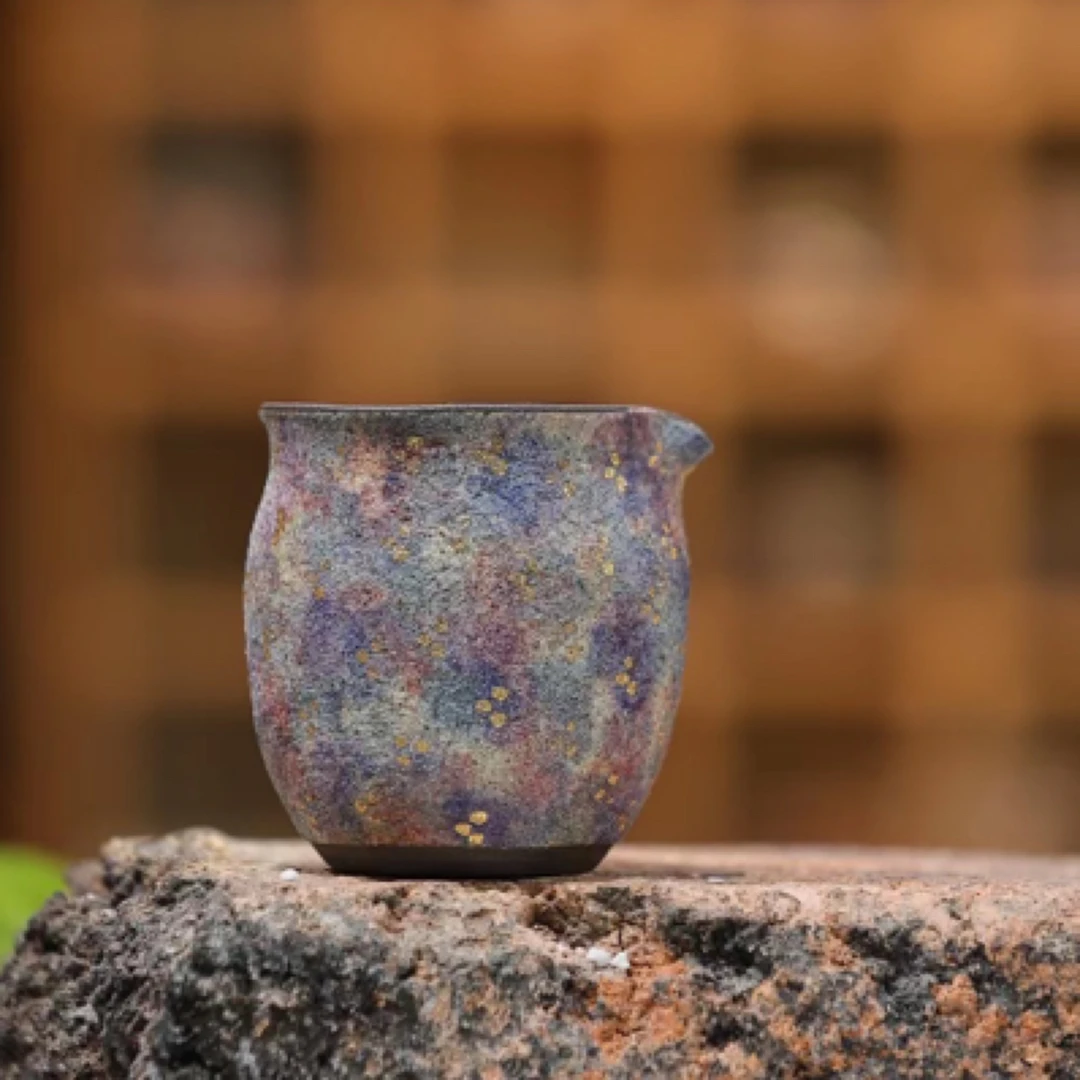 上古七彩原矿高款公道杯分茶器