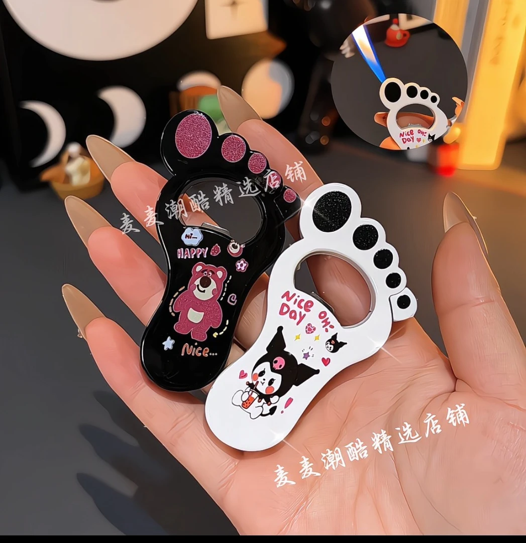 新款网红卡通可爱开瓶器小脚丫金属创意打火机送男友女友ins礼物