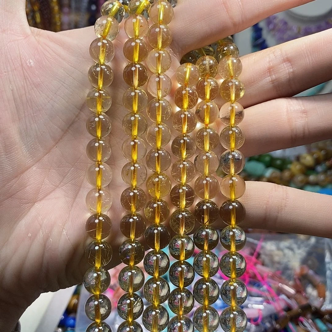 石英质玉未镶嵌，透体金发，晶10mm，