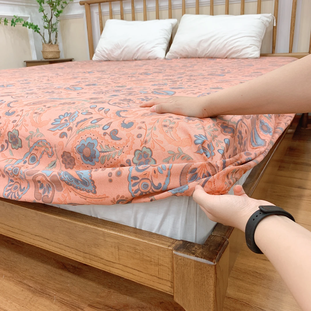 【如意-桔】-床笠床垫保护套1.8X2小辣椒双层纱加厚床品