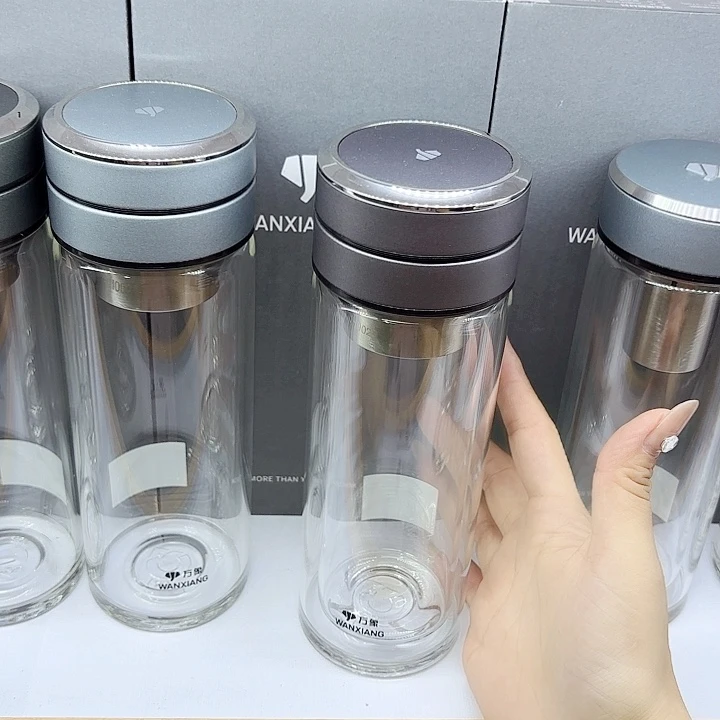 木***沙万象品牌双层玻璃杯V156RL水泥灰