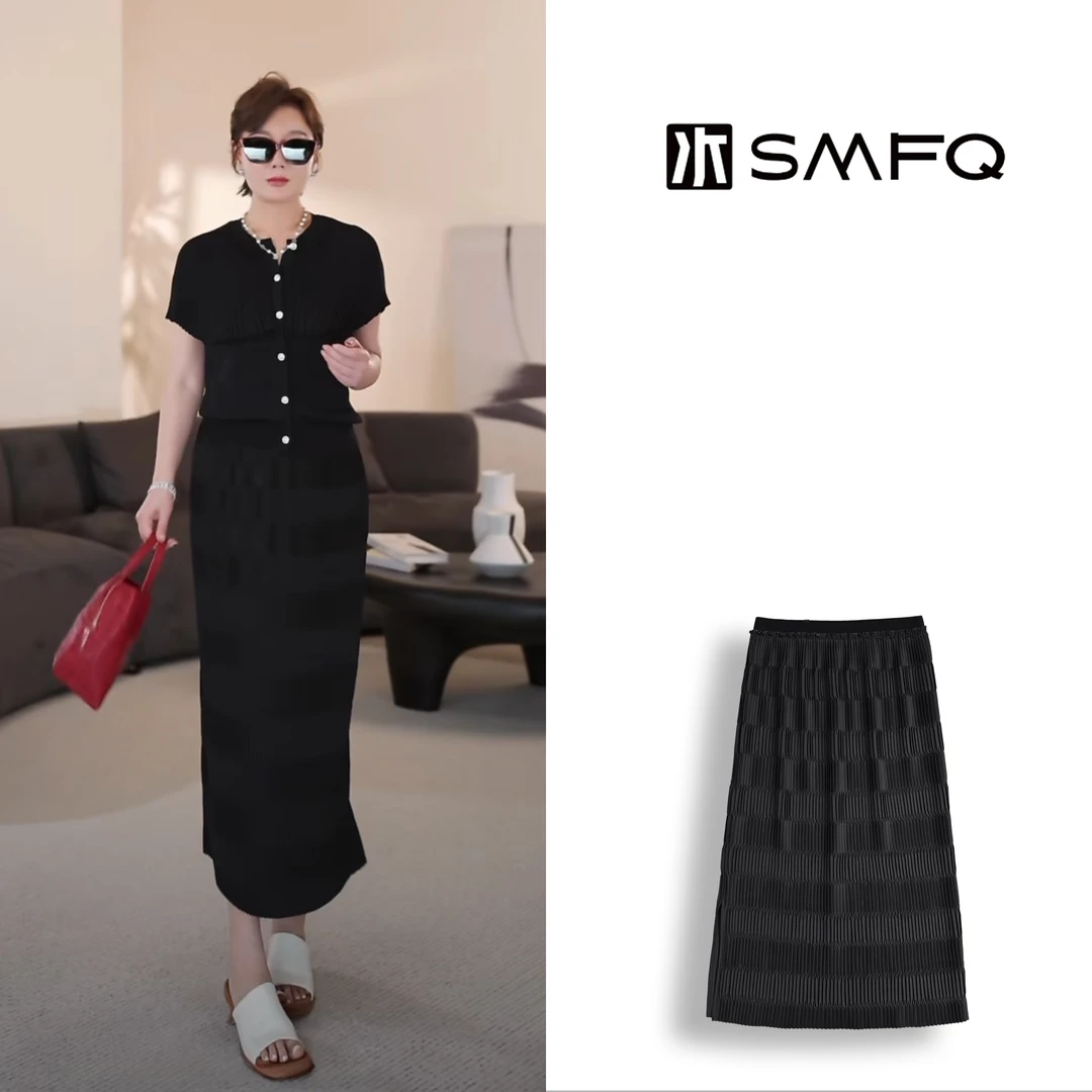 水木夫妻”三宅艺术家”立体牙签压褶三宅风春夏百搭显瘦半身裙