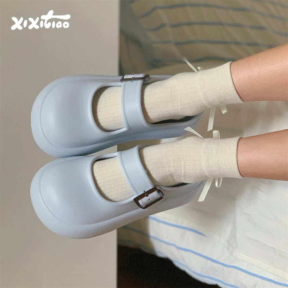 细细条 百搭玛丽珍凉拖鞋女外穿夏eva防滑懒人半拖鞋一脚蹬沙滩鞋