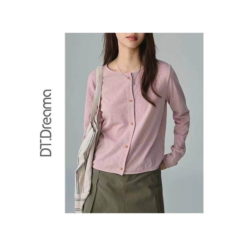 小个子韩系多色圆领防晒开衫外套长袖宽松垂感休闲百搭显瘦女