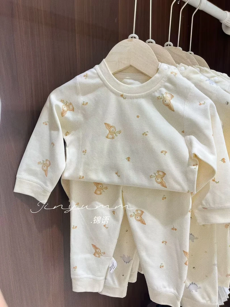 扣儿童品25秋款锦语绵绵秋衣秋裤高腰全棉