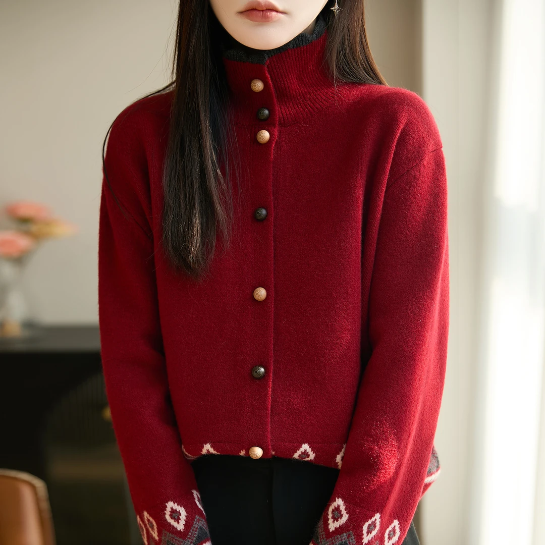 高端胖mm秋冬半高领本命年红色马年女士毛衣高级感内搭针织打底衫