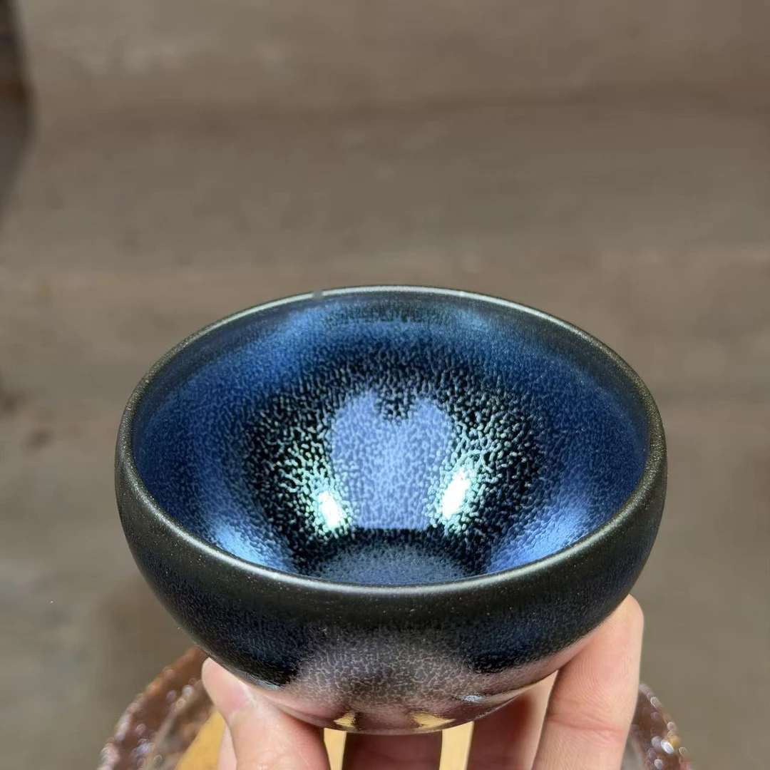 建窑建盏 蓝麒麟 茶器主人杯礼盒装带溯源证书   电烧