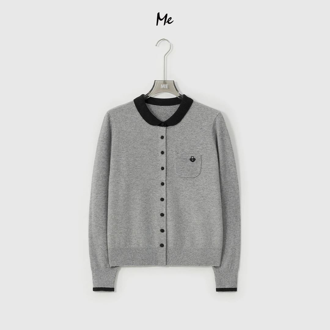 ME【100%绵羊毛甜心锁小衫】北纬43°绵羊毛超柔刺绣毛衣MESA3234